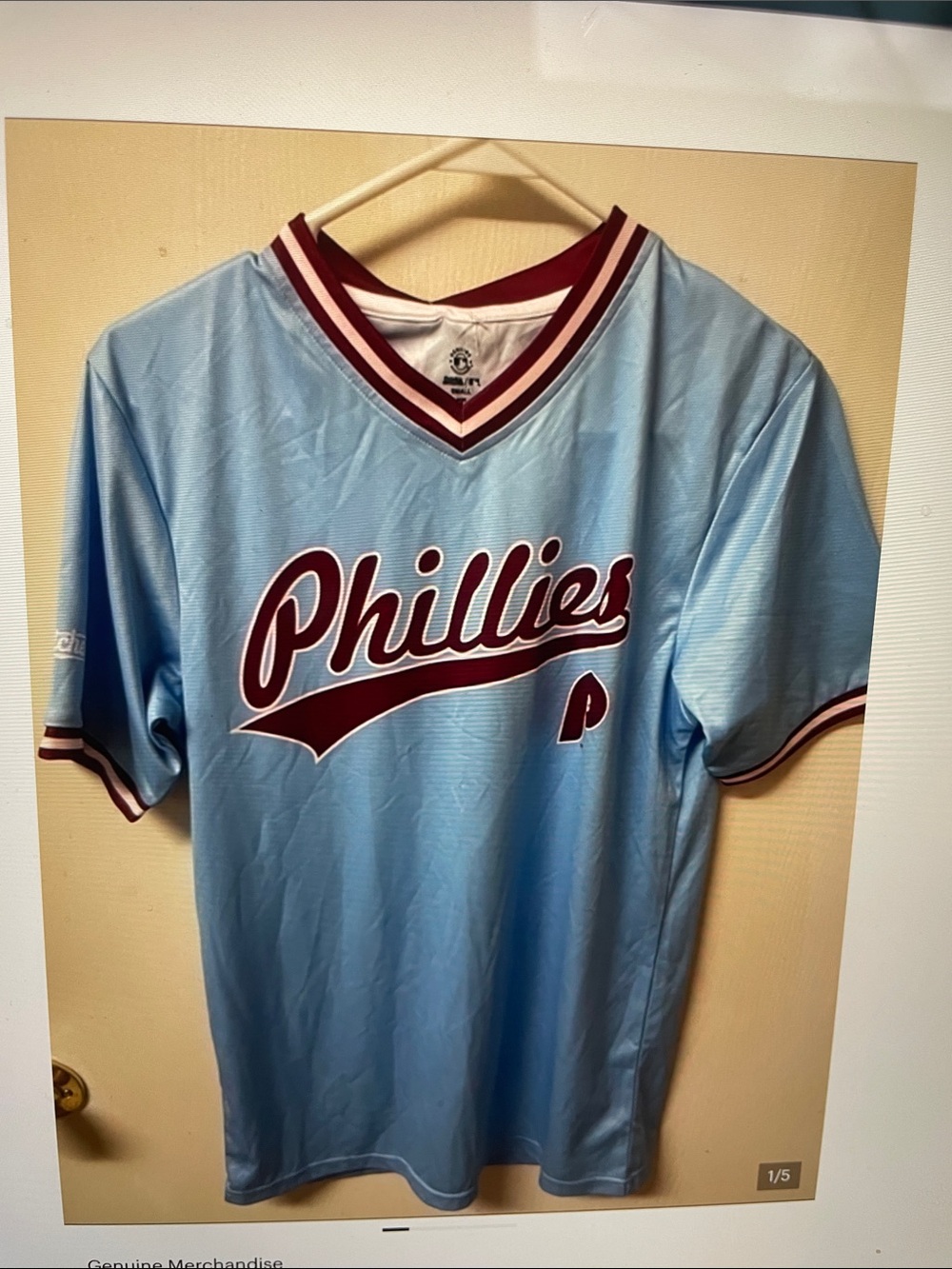 Genuine Merchandise Phillies Light Blue Script Baseball Jersey